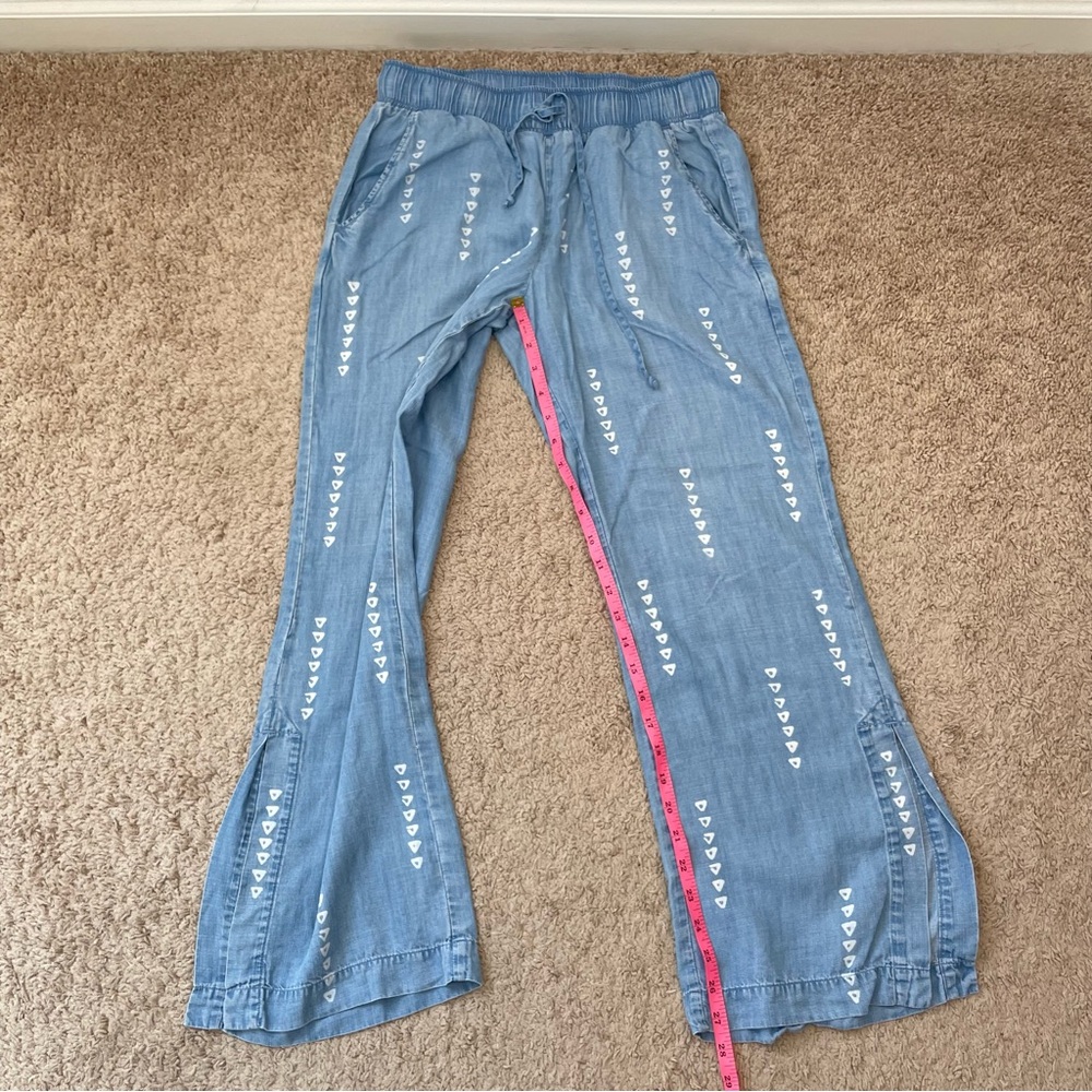 Anthropologie Cloth & Stone Chambray Wide-Leg Split Hem Pull-On Pants Size Small - Picture 15 of 16